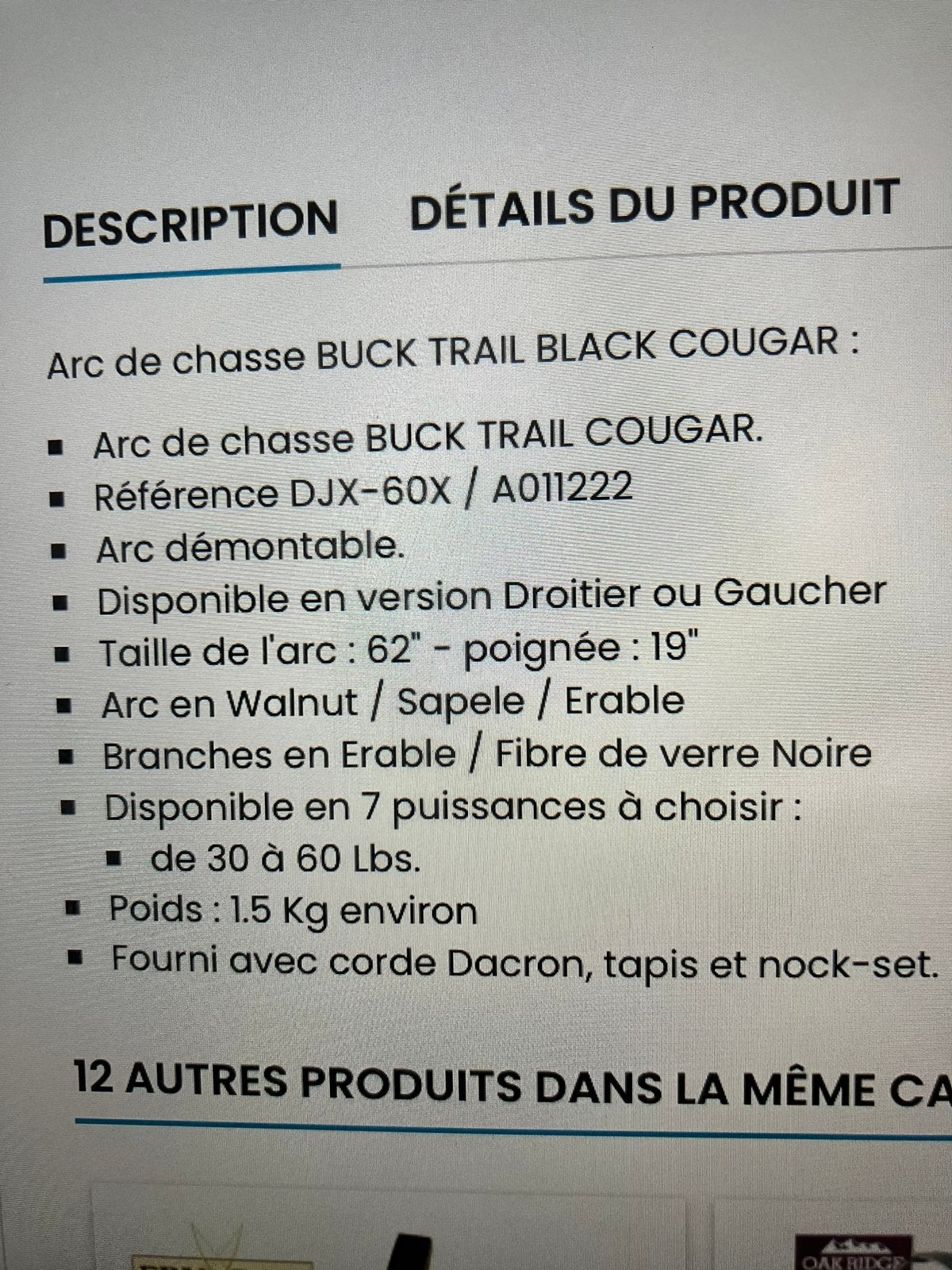 Arc  chasse démontable, Enlèvement ou Envoi, Comme neuf