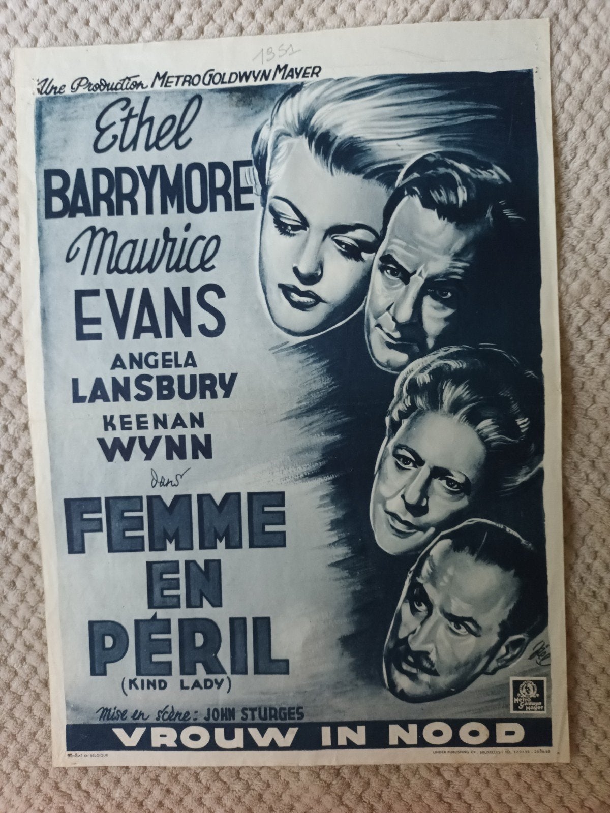 filmposter vrouw in nood, Verzamelen, Ophalen of Verzenden, A1 t/m A3, Film en Tv, Rechthoekig Staand