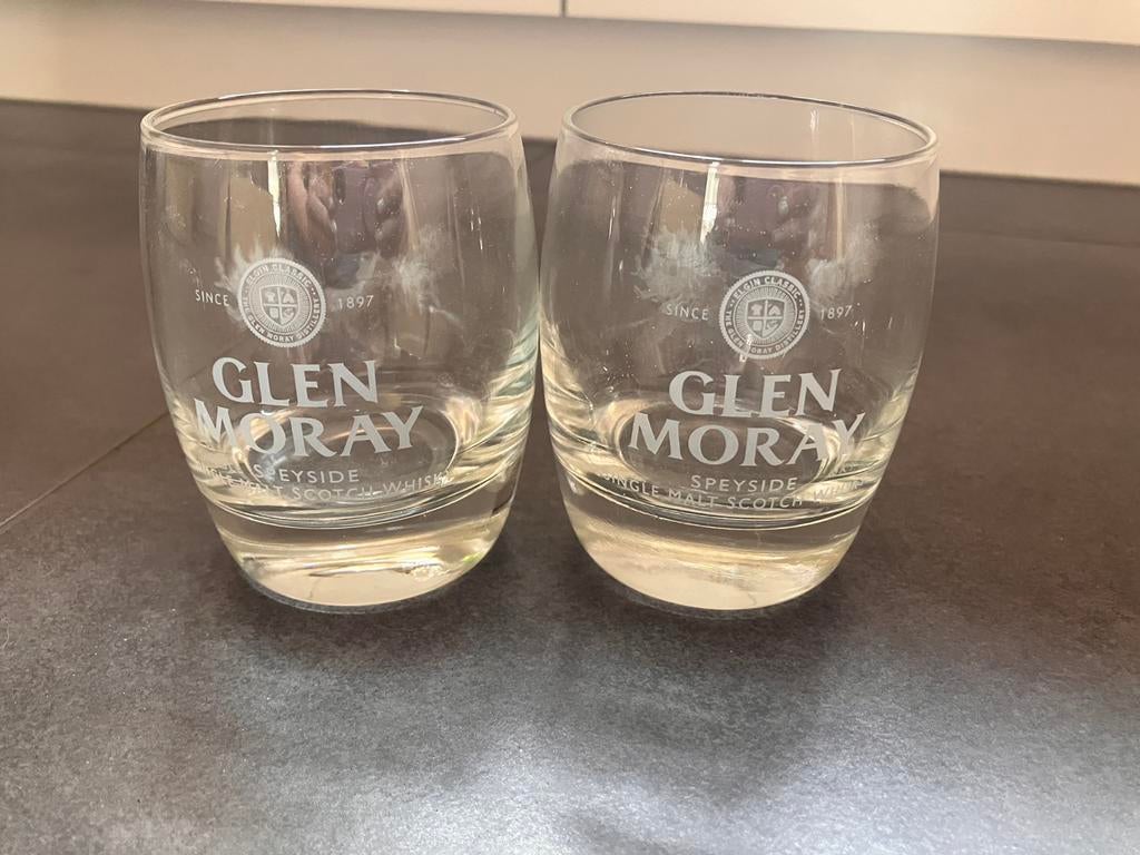 2 Glen Moray whisky glazen, Verzamelen, Ophalen, Zo goed als nieuw