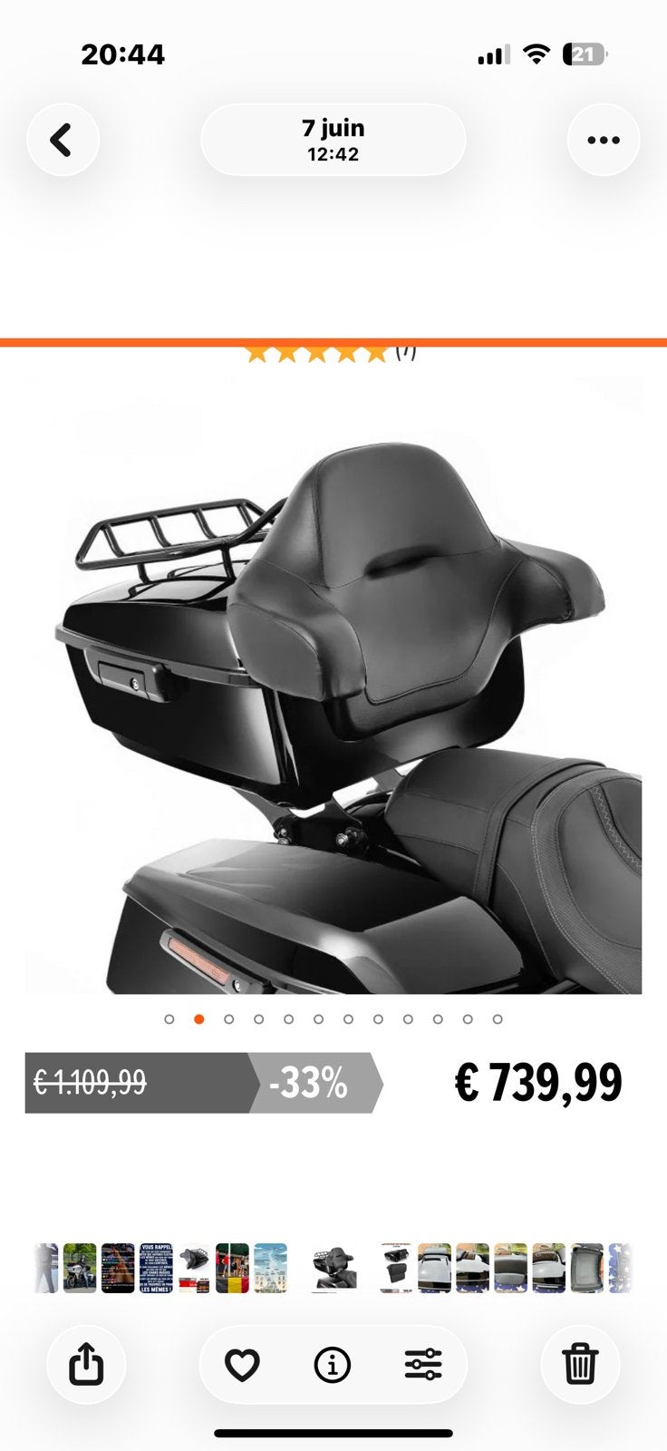 Tour pack harley Touring avec support et porte bagage, Motos, Enlèvement, Utilisé