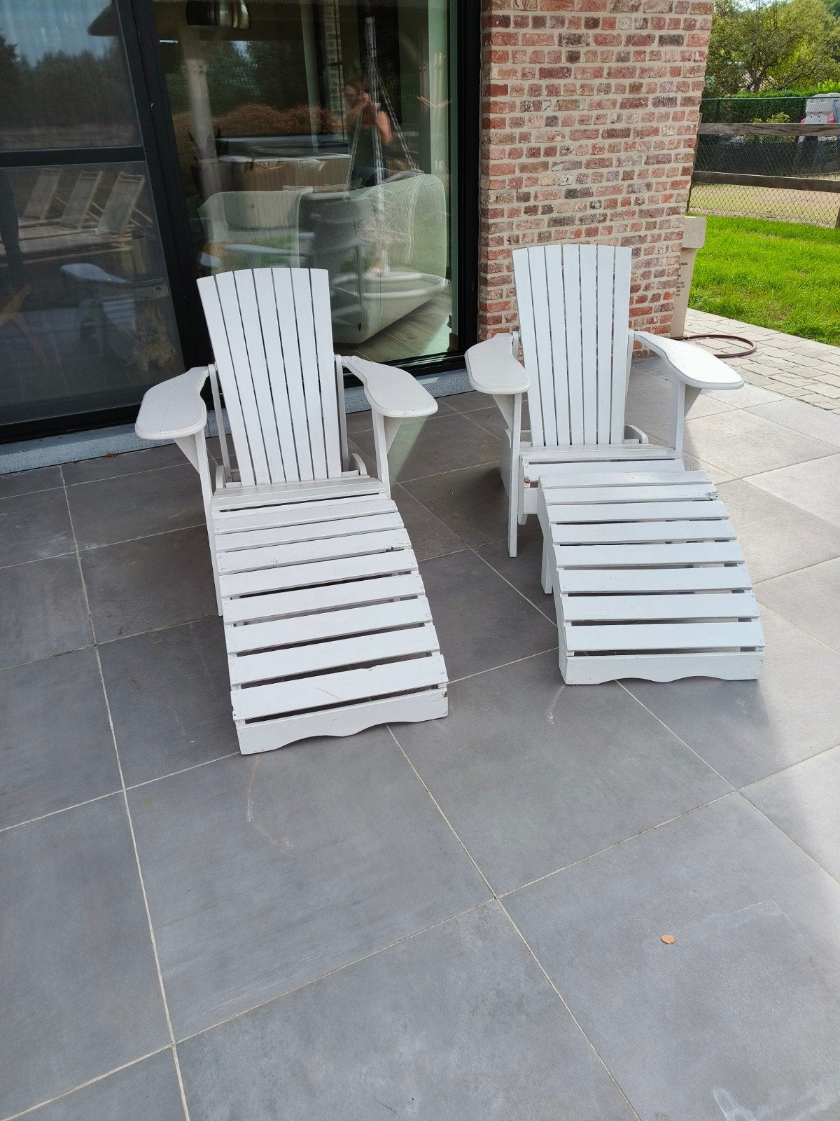 terras stoelen met voetbank, Jardin & Terrasse, Enlèvement, Utilisé, Bois