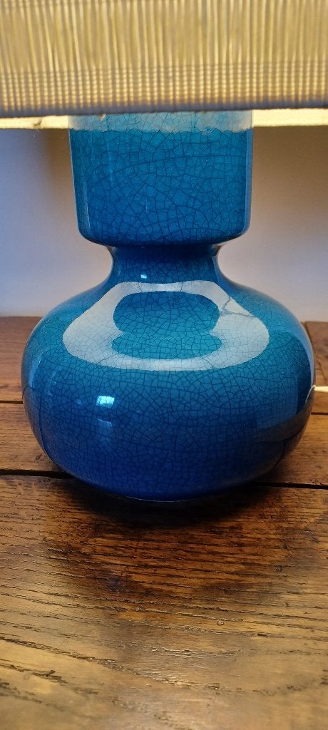 Lampe à poser en céramique bleue, Maison & Meubles, Pierre/céramique, Enlèvement, Utilisé, Lampe d'ambiance