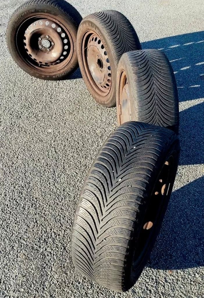 Roues hiver 205/55-16 d'une Ford Focus, Ophalen, Gebruikt, 16 inch, Banden en Velgen