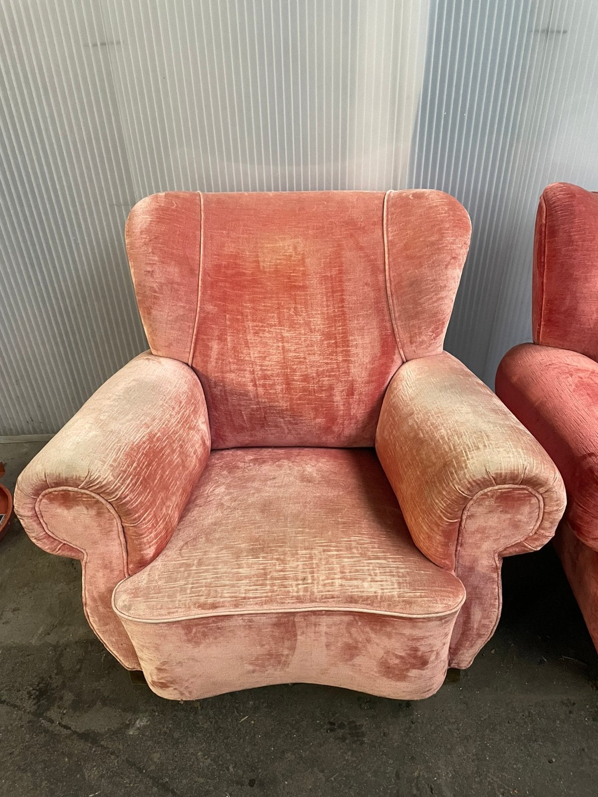 Roze/rode 1-persoons zetel vintage, Huis en Inrichting, Ophalen, Gebruikt, 100 tot 125 cm, Vintage