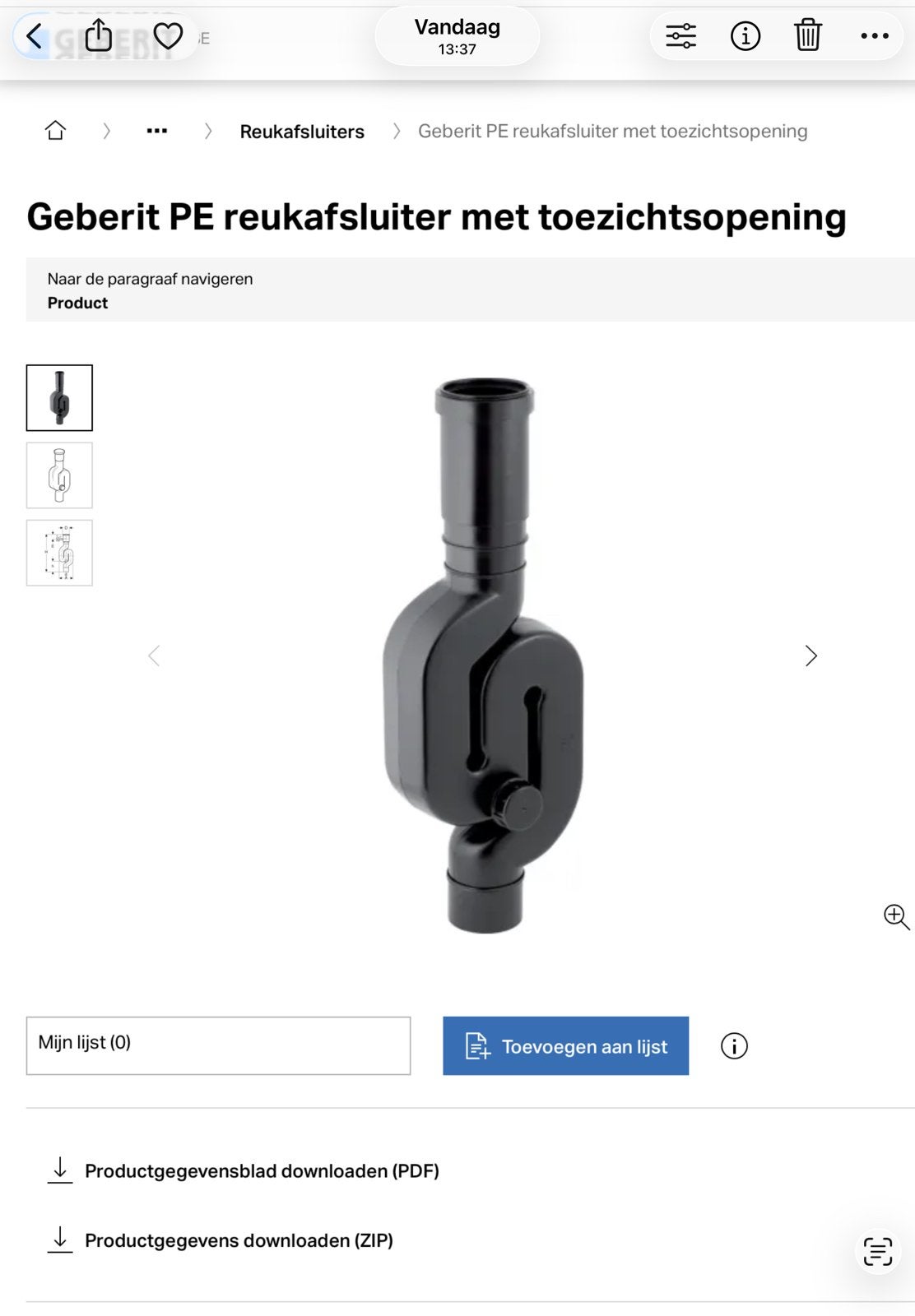 Siphon Geberit vertical, Enlèvement ou Envoi, Comme neuf