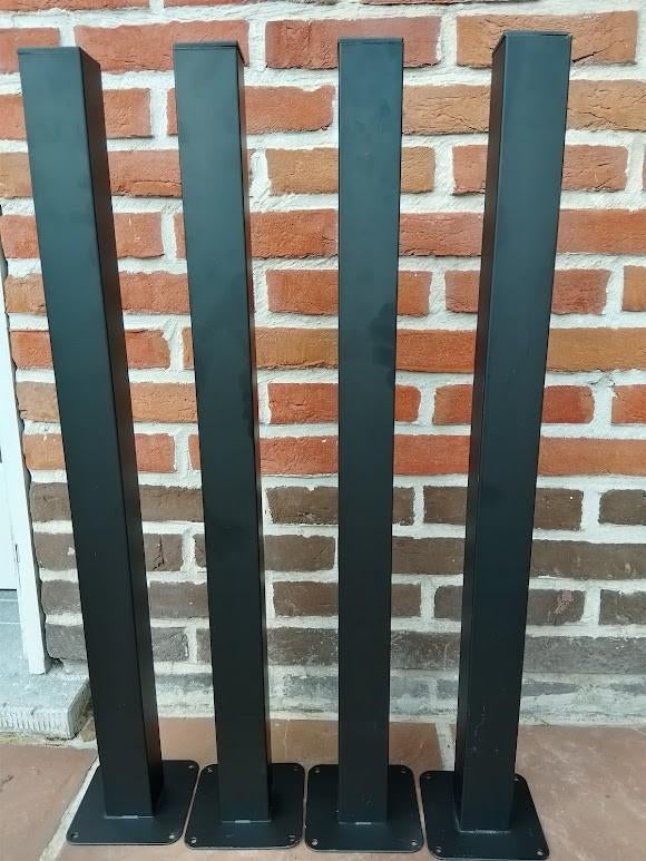 4 tafelpoten (zwart, metaal), Maison & Meubles, Pièces pour table, Neuf, Pied de table, 50 à 100 cm, Enlèvement