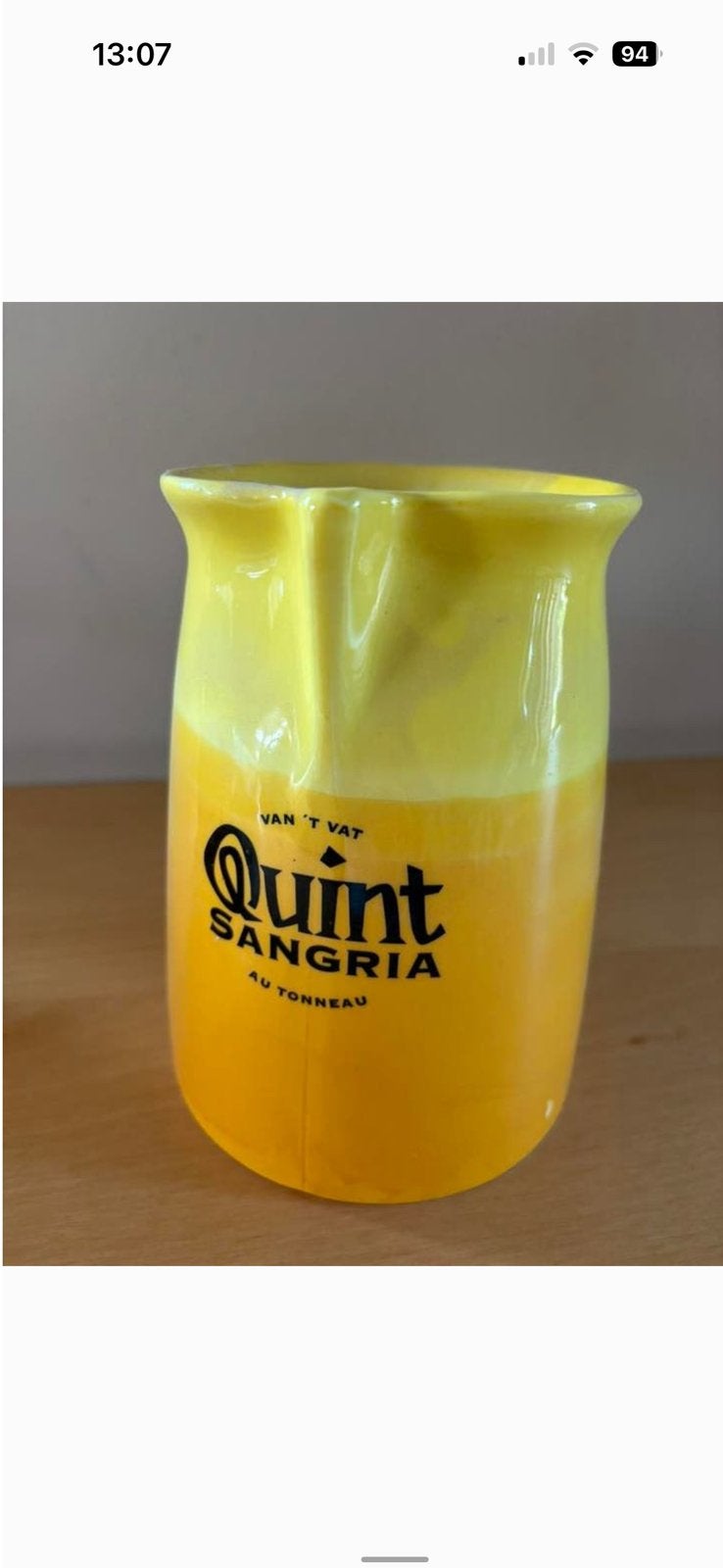 6 glazen quint sangria 19 cm hoog en quint kan 16 cm, Ophalen of Verzenden