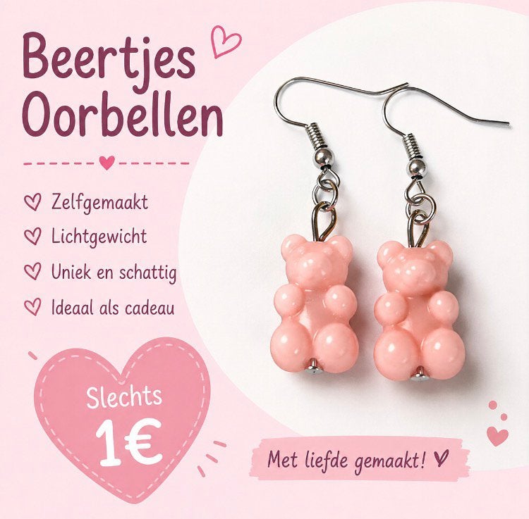 Leuke beertjes oorbellen, Bijoux, Sacs & Beauté, Boucles d'oreilles, Enlèvement, Neuf, Jaune