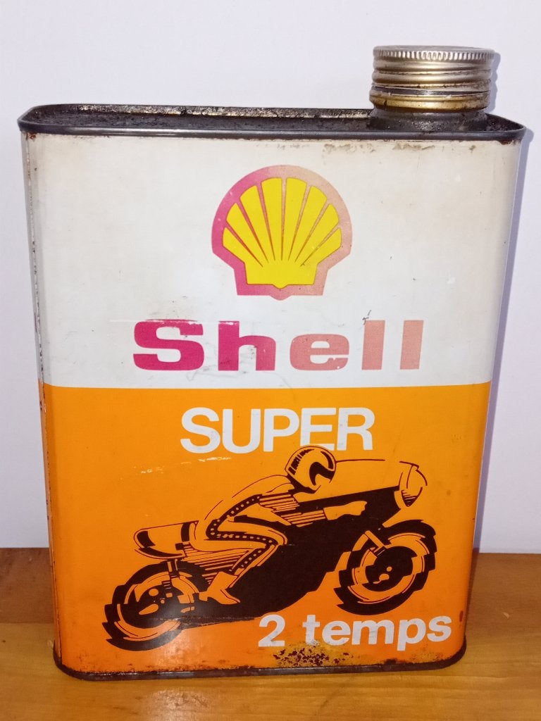 Zeldzaam en decoratief olieblik SHELL Super 2-takt, Ophalen of Verzenden, Gebruikt