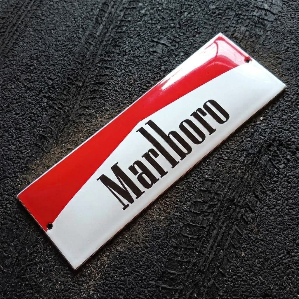 Emaille Reclamebord MARLBORO Tabak Sigaretten Vintage Plaque, Envoi, Utilisé, Panneau publicitaire