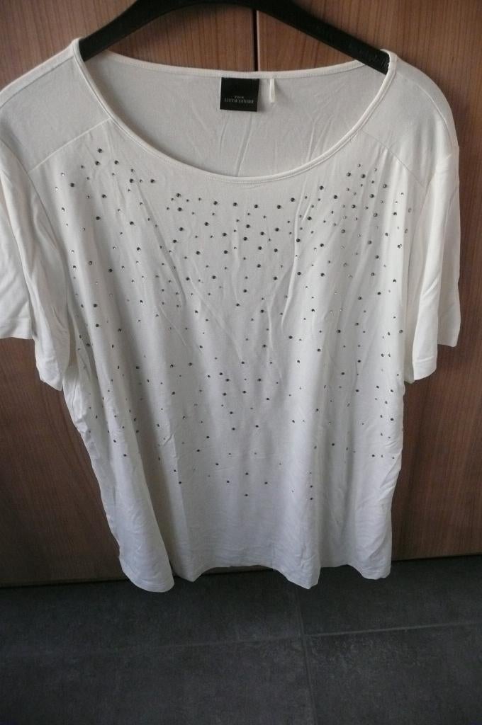 Witte T-shirt met strass steentjes (a220), Wit, Sixth Sense, Zo goed als nieuw, Shirt of Top