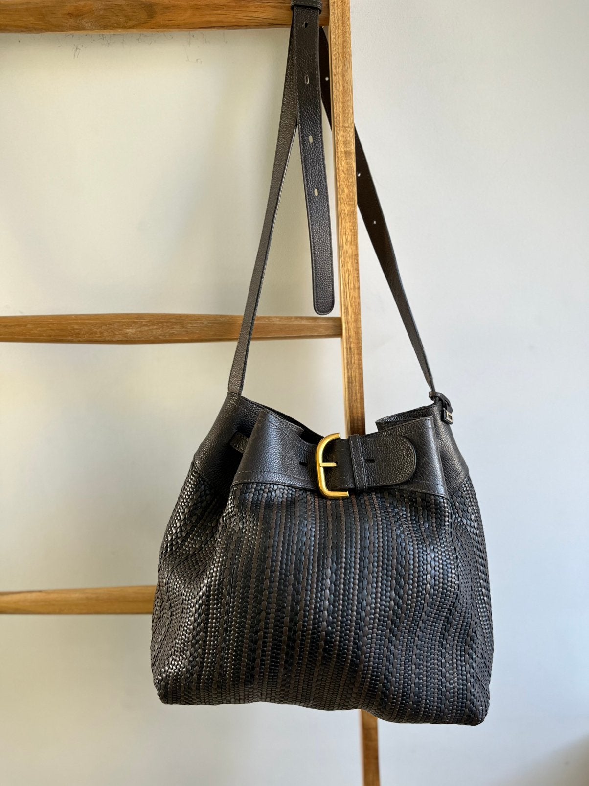 Delvaux Bergerac Schoudertas, Enlèvement, Utilisé, Noir