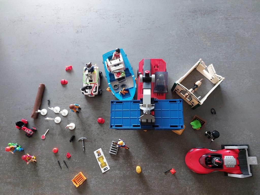 Playmobil vissersboot, maanrover, race auto, kraan,..., Kinderen en Baby's, Speelgoed | Bouwstenen, Ophalen of Verzenden