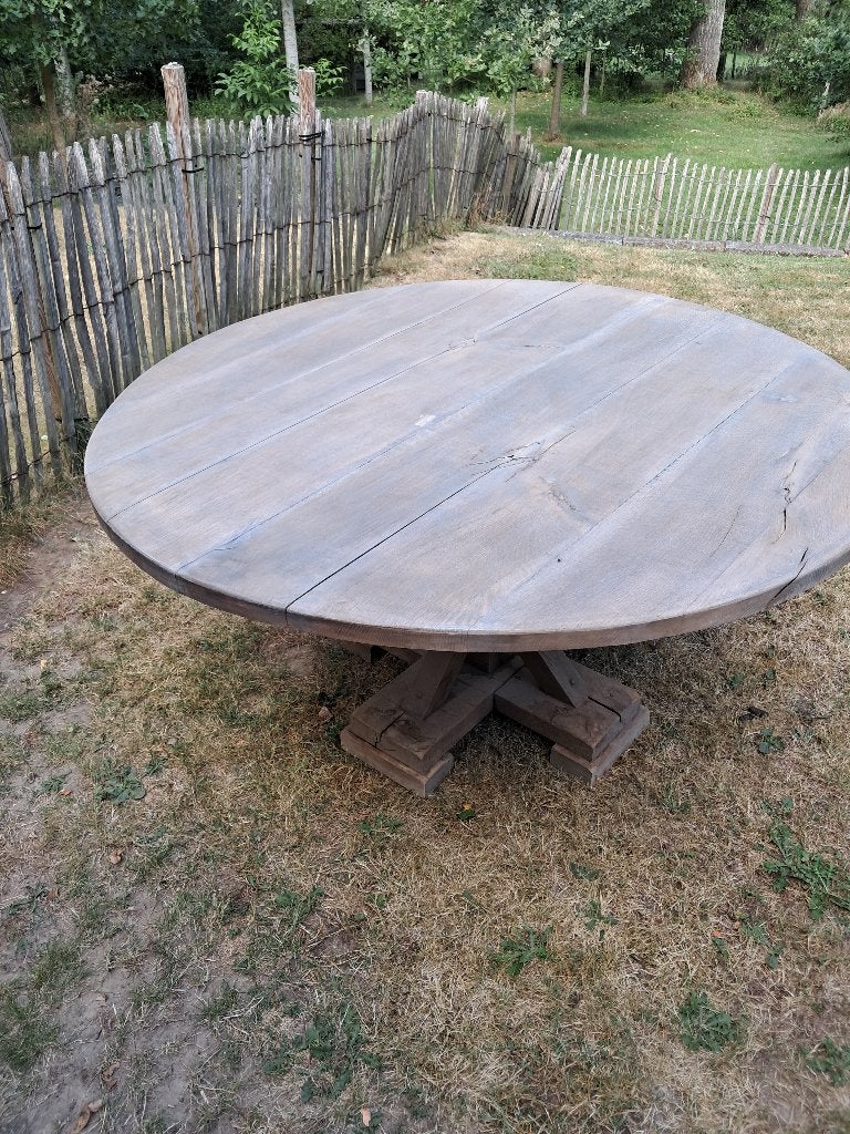 Table de cuisine en chêne avec 6 chaises, Enlèvement, Utilisé