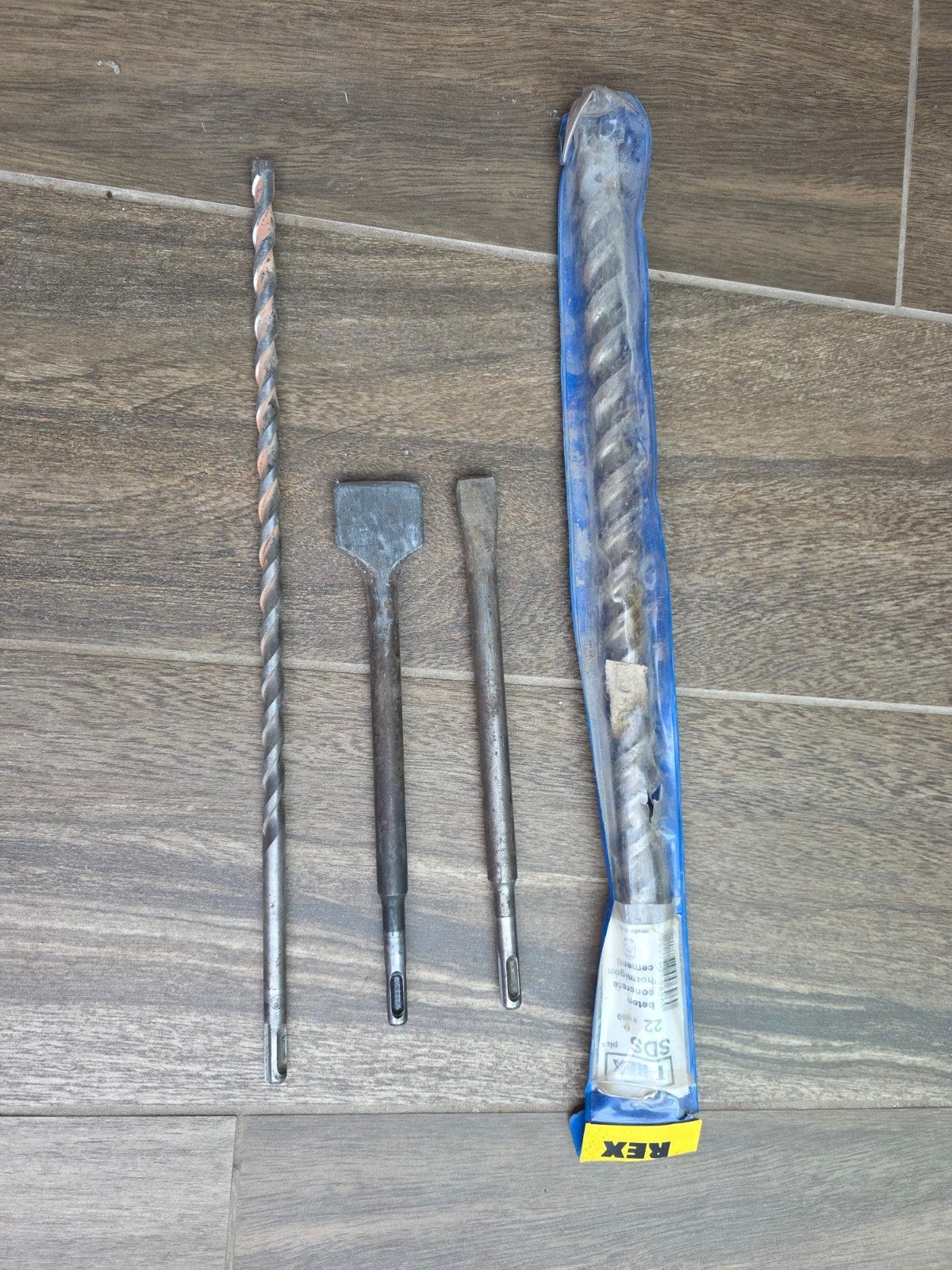Lot SDS-Plus beitels en betonboren (o.a. REX 22x450mm), Ophalen, Gebruikt, Klopboormechanisme