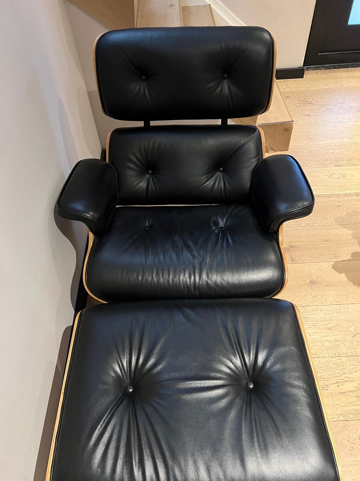 Eames Lounge Chair & Ottoman - Zwart Leer  GEEN ORIGINELE, Enlèvement, Comme neuf