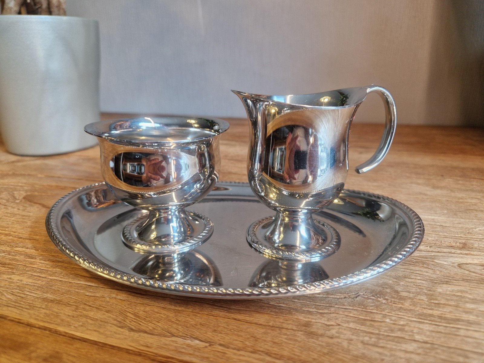 Vintage Alfra Alessi "Mercurio" Roomstel – 3-delig RVS, Ophalen of Verzenden
