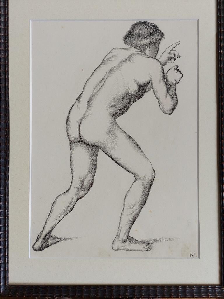 Romain Malfliet  1910 - 2006  Tekening   Mannelijk naakt, Verzenden