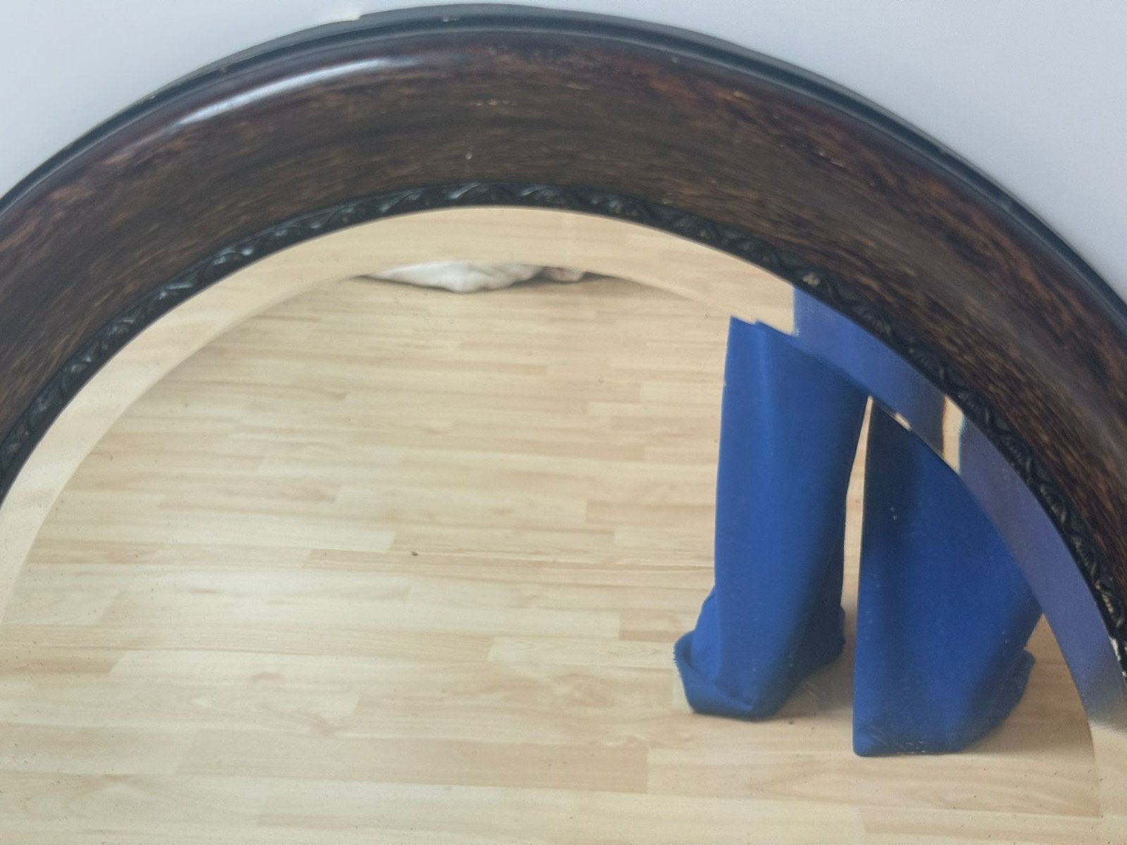 Miroir ancien en bois massif, Enlèvement, Ovale, 50 à 100 cm, Moins de 100 cm