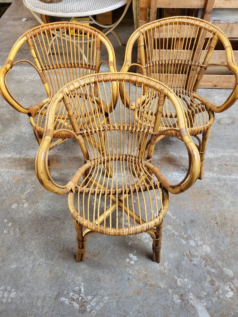 Rotanstoel, Tuin en Terras, Ophalen, Gebruikt, Rotan, Stapelbaar