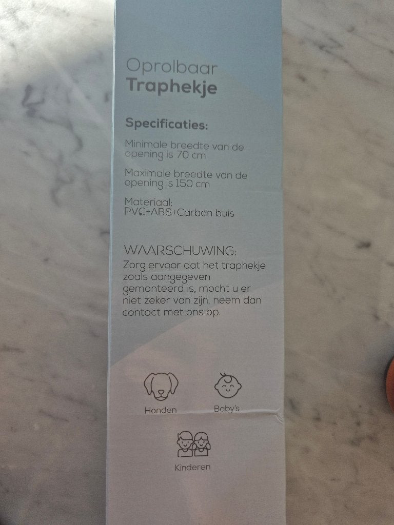 Oprolbaar traphekje wit, Kinderen en Baby's, Ophalen, Nieuw, Oprolhekje