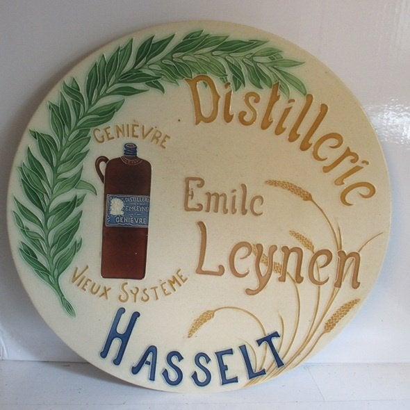 Assiette publicitaire Distellerie Emile Leynen Hasselt, Enlèvement, Panneau publicitaire