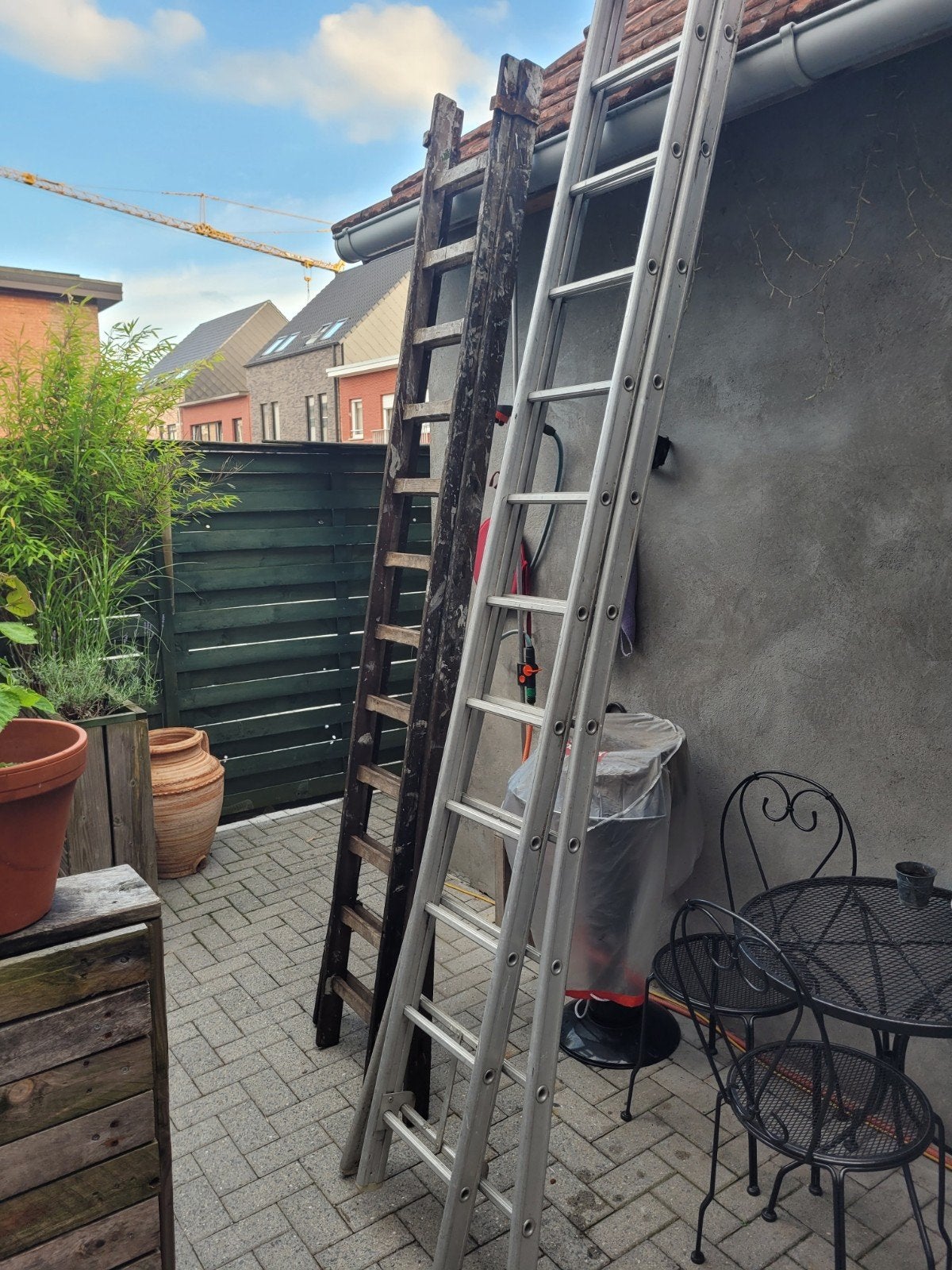 Houte ladder 3m / max 5m 30., Ophalen, Ladder