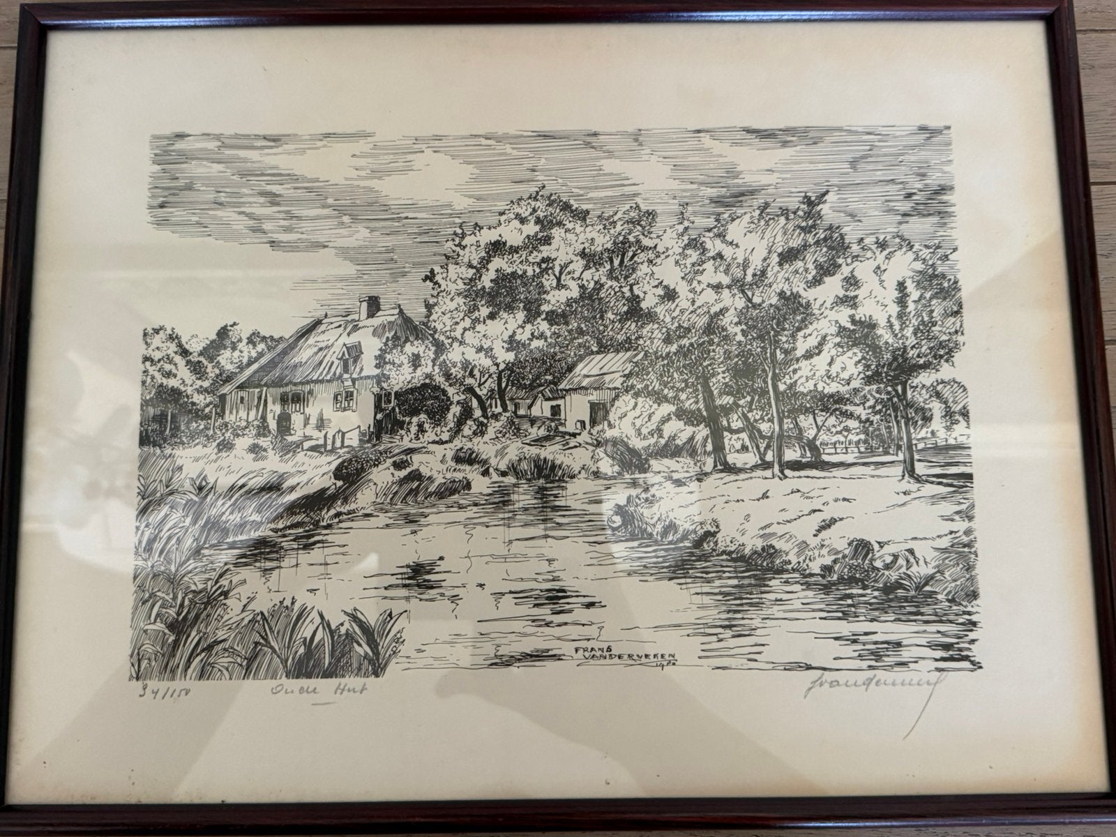 Mooie pentekening van F. Vanderveken, Antiek en Kunst, Ophalen, Tekening, Pentekening