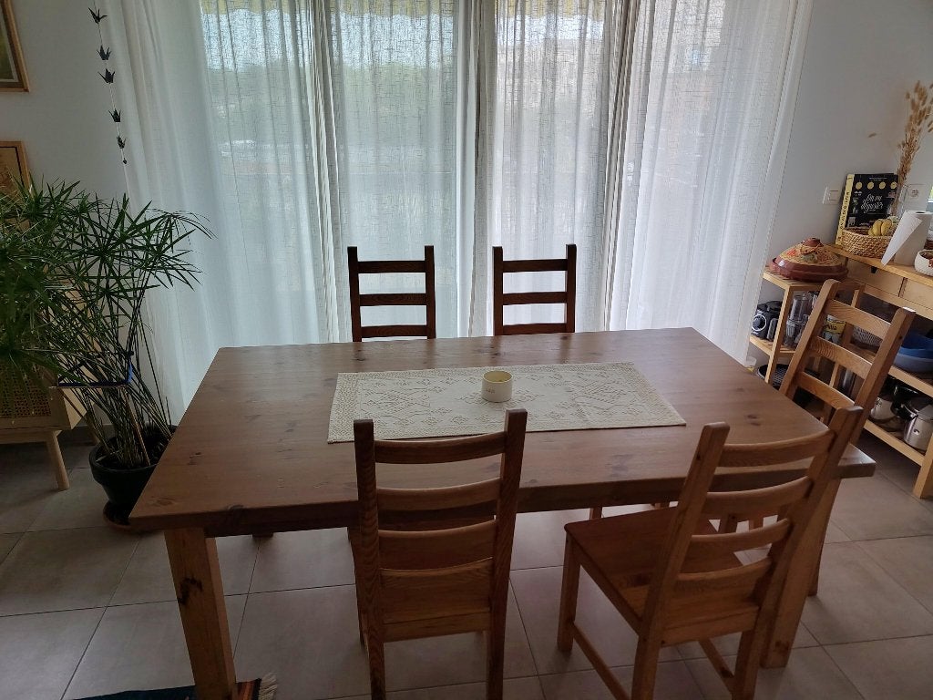 Table bois massif 180cmx100cm, Ophalen, Gebruikt, 100 tot 150 cm, Vijf personen of meer