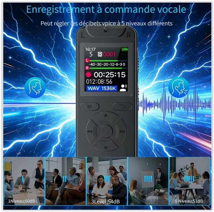 Mini enregistreur vocal numérique compact avec activation, Overige merken, Draadloos, Overige typen, Nieuw