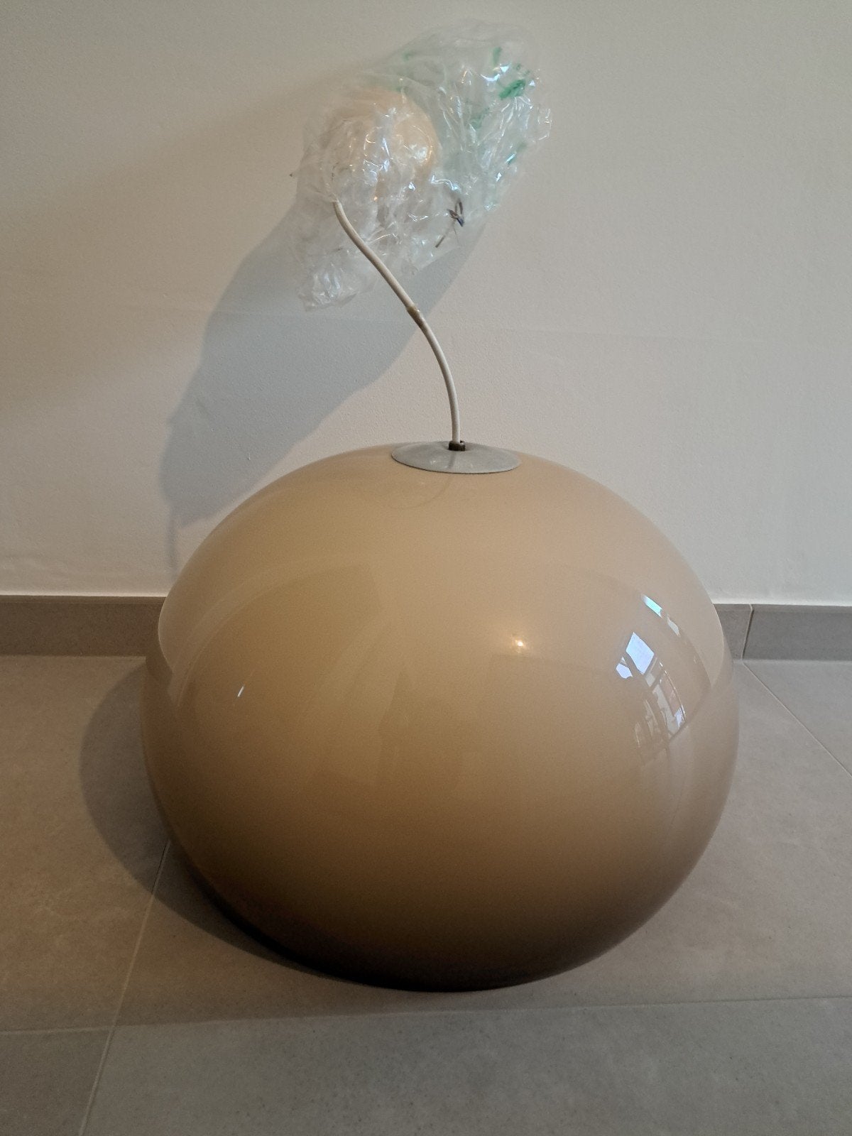 Vintage Space Age Mushroom hanglamp jaren 70 - Ø 40 cm, Ophalen, Zo goed als nieuw, Kunststof