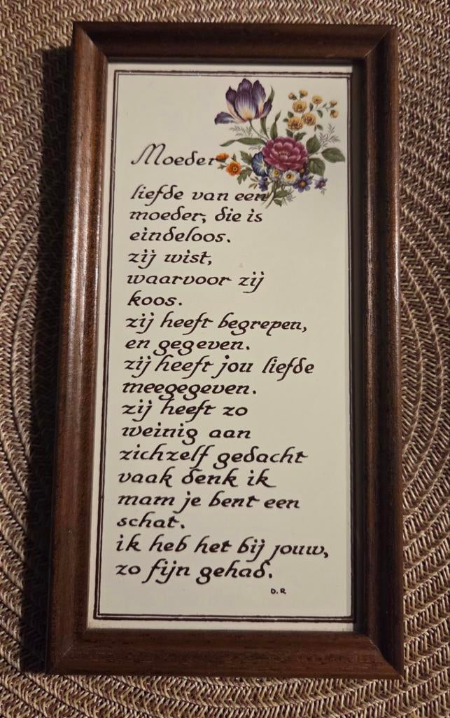Houten lijst met spreuk op tegel "moeder", Ophalen of Verzenden, Zo goed als nieuw