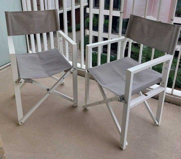 set van 2 regisseurstoeltjes, Jardin & Terrasse, Enlèvement, Utilisé, Bois, Pliant
