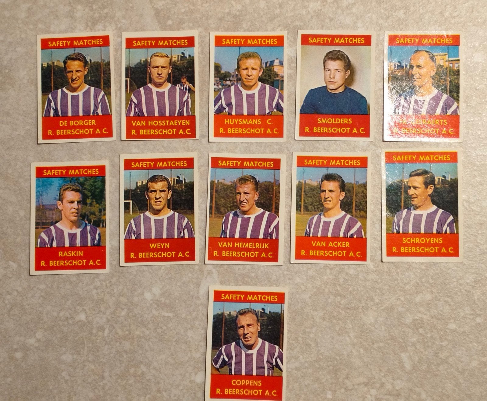 11 oude plaatjes Safety matches Beerschot, Verzamelen, Ophalen of Verzenden