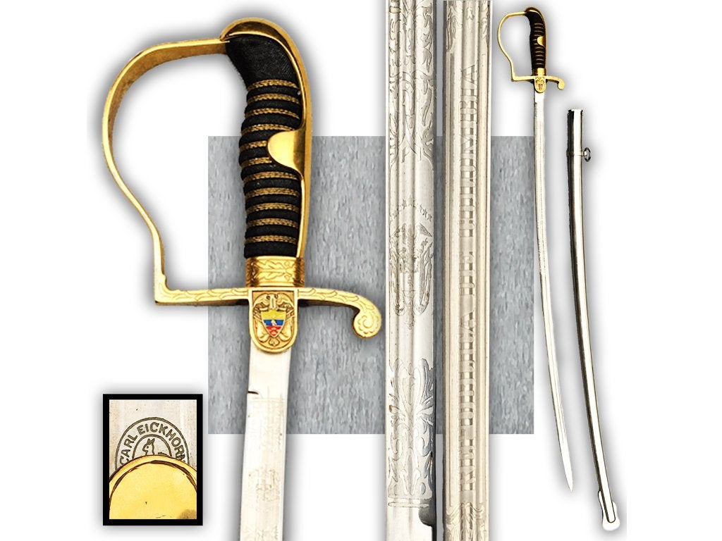 🚨Rare Sabre POLICE COLOMBIENNE BLUCHER C.Eickhorn Original, Enlèvement ou Envoi, Armée de terre, Épée ou sabre