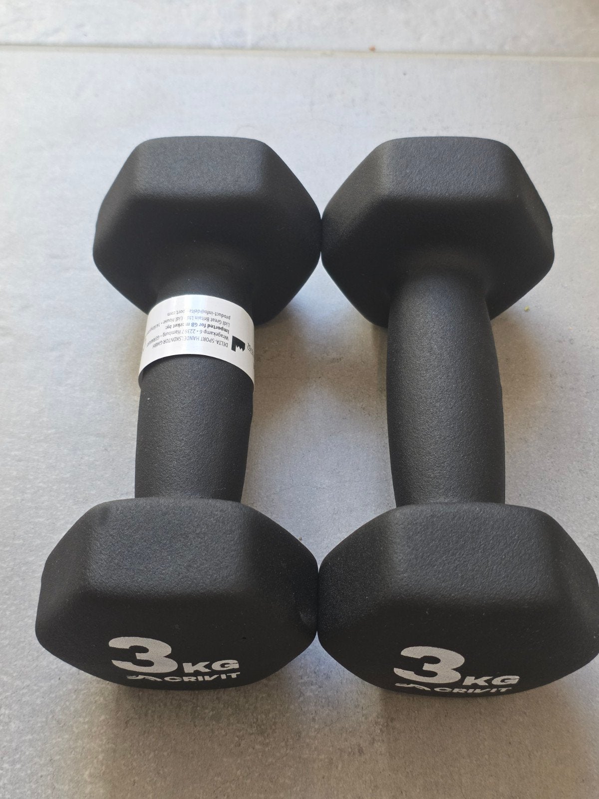 NEUF CRIVIT Haltères 2x3 kg noirs hexagonaux PVC, Sports & Fitness, Équipement de fitness, Enlèvement ou Envoi, Neuf, Bras, Haltère