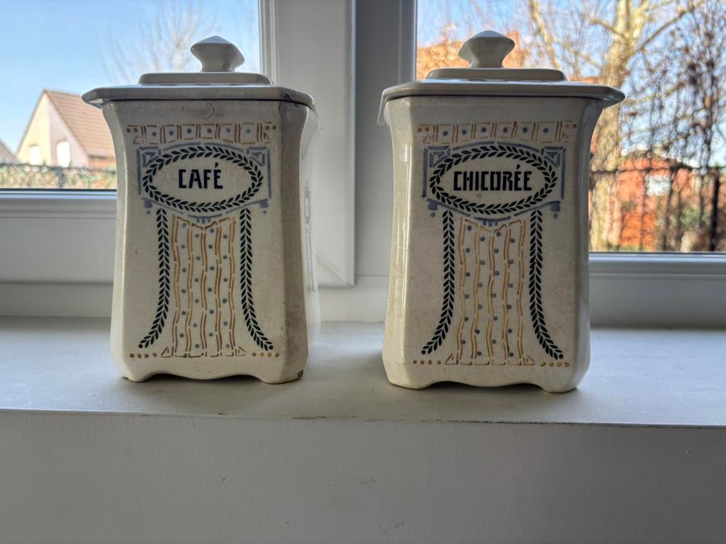 2 vintage voorraadpotten, Antiek en Kunst, Ophalen