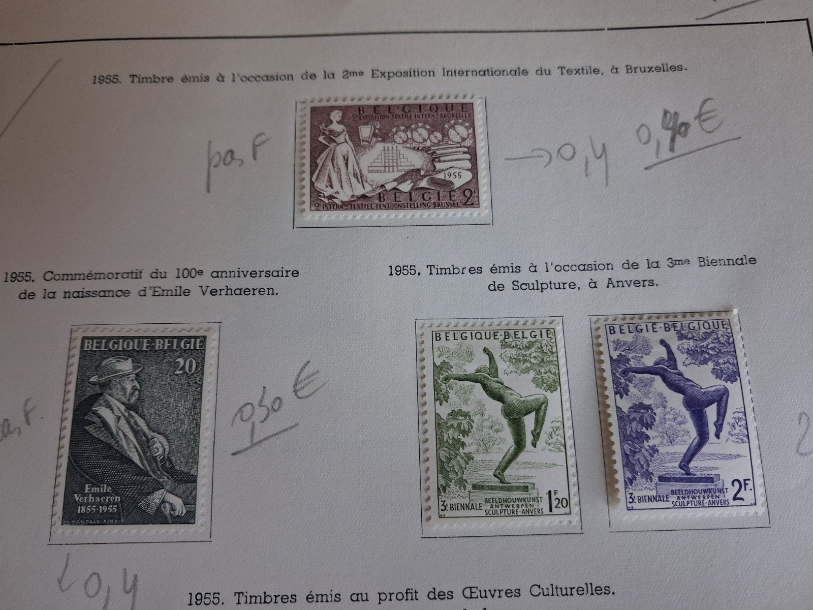1955 Timbres belges COB 967 968 969 970, Enlèvement ou Envoi