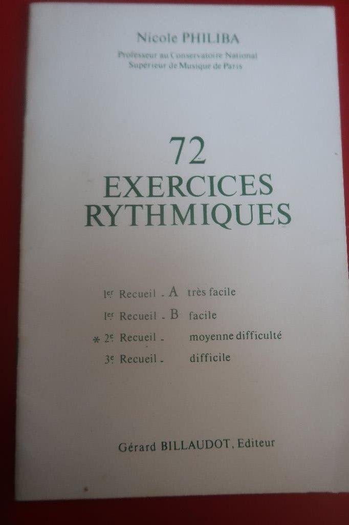 72 exercies rythmiques studieboek, Ophalen of Verzenden, Zo goed als nieuw, Niet van toepassing, Nicolr philiba