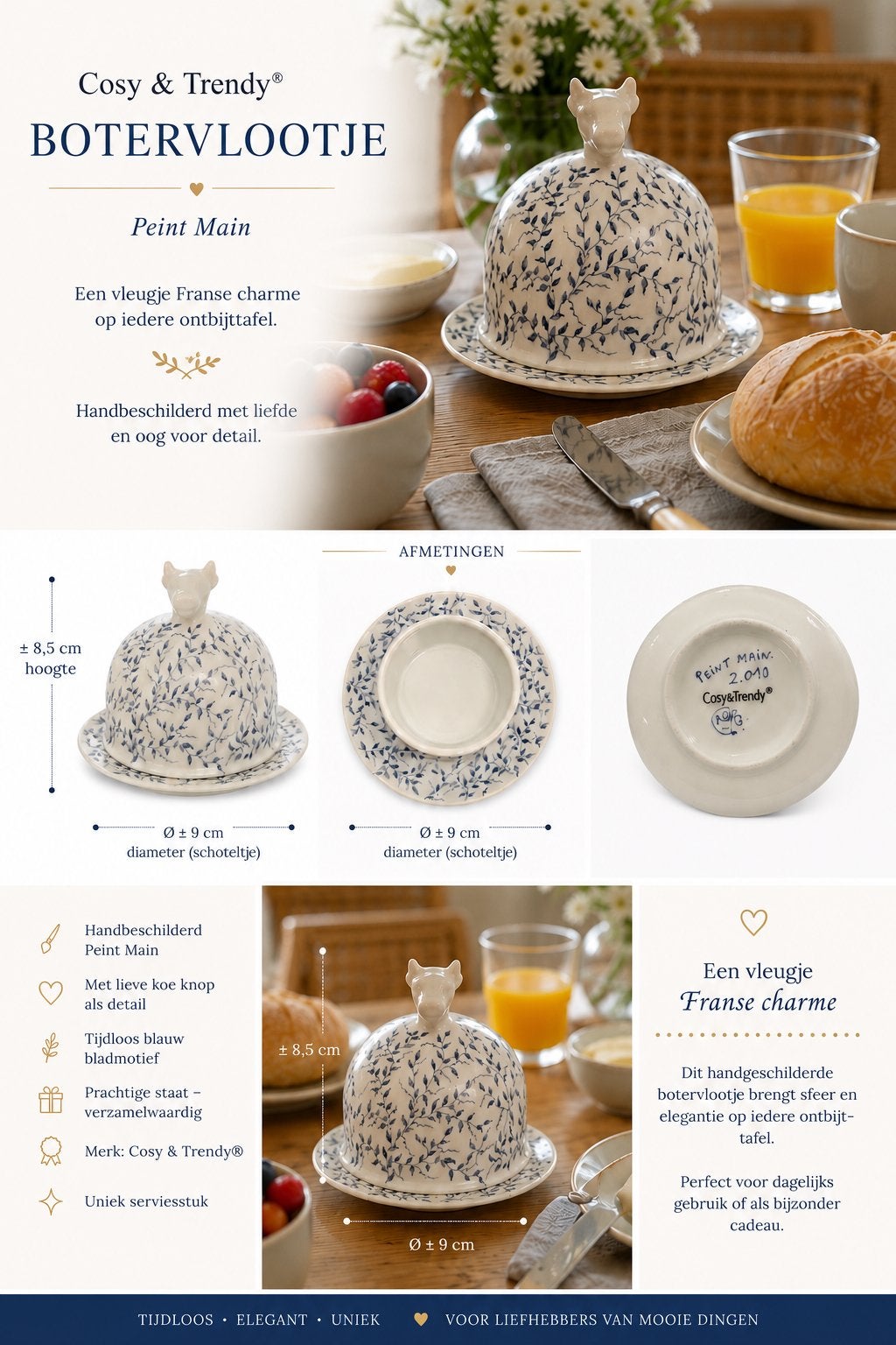 Botervlootje Cosy & Trendy, Maison & Meubles, Cuisine | Ustensiles de cuisine, Autres marques, Autres types, Comme neuf, Blanc