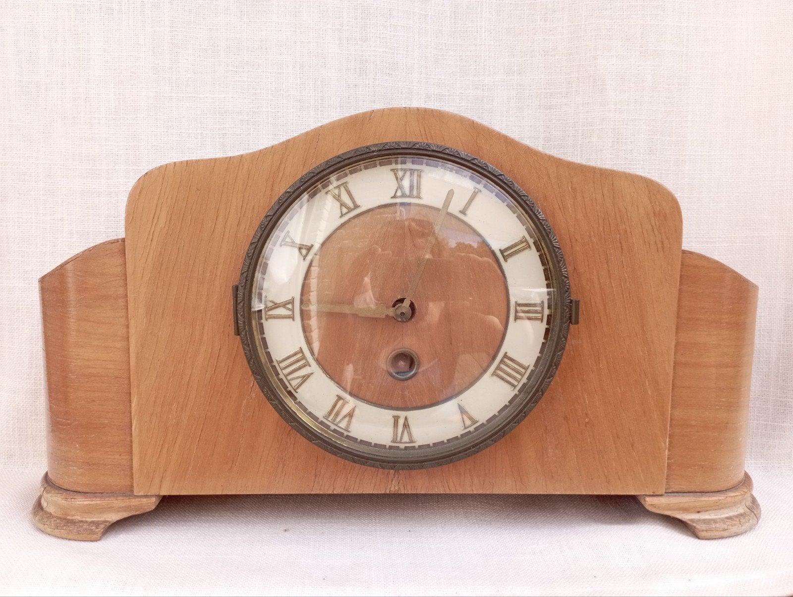 Houten schouwklok jaren '50, Antiek en Kunst, Ophalen