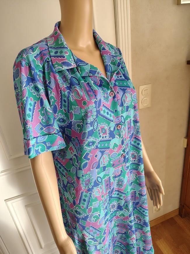 vintage mooie jurk, Kleding | Dames, Jurken, Nieuw, Maat 42/44 (L), Blauw, Onder de knie, Verzenden