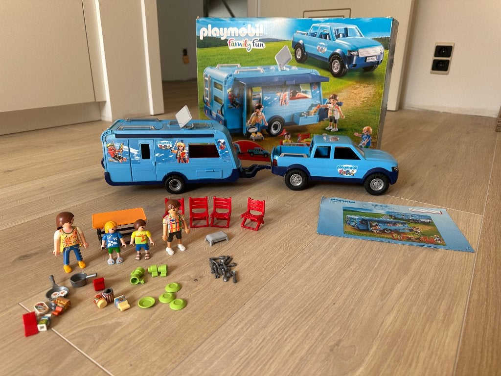 PLAYMOBIL 9502 - Camionnette FunPark avec caravane, Enlèvement ou Envoi, Comme neuf, Kit complet, Véhicule