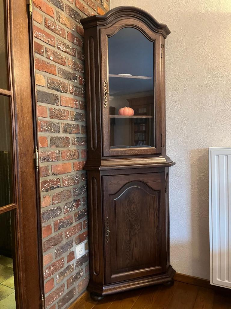 vintage eiken vitrine hoekkast, Ophalen