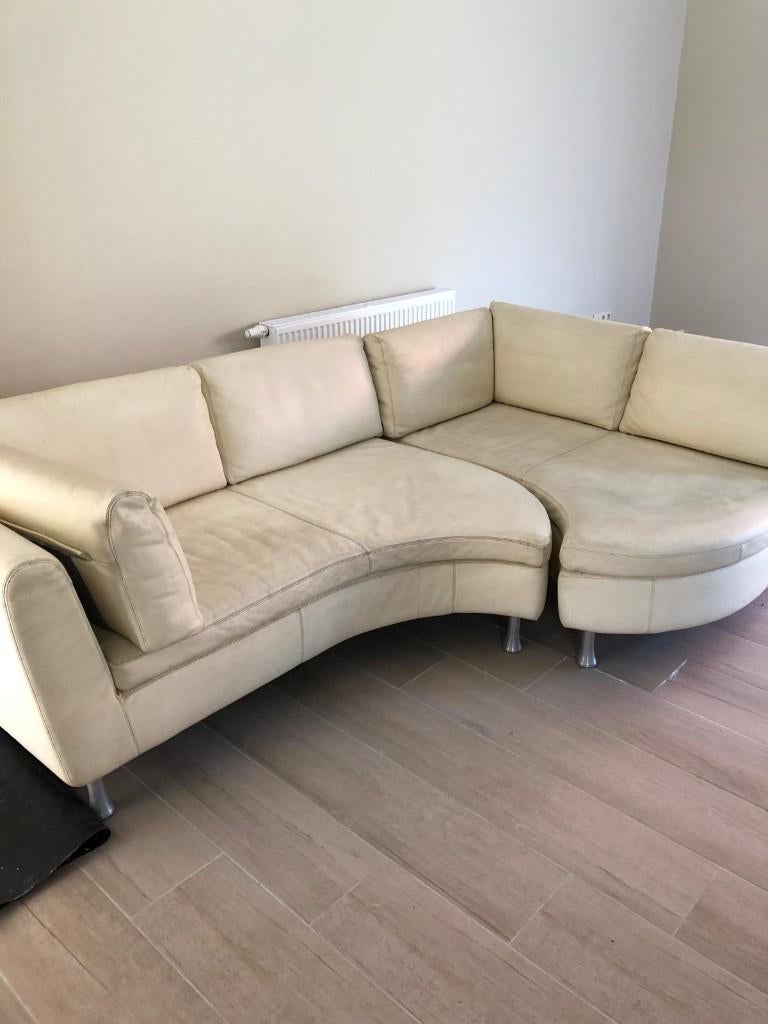 canapé en cuir, blanc, moderne, Maison & Meubles, Canapés | Coins salons complets, Enlèvement
