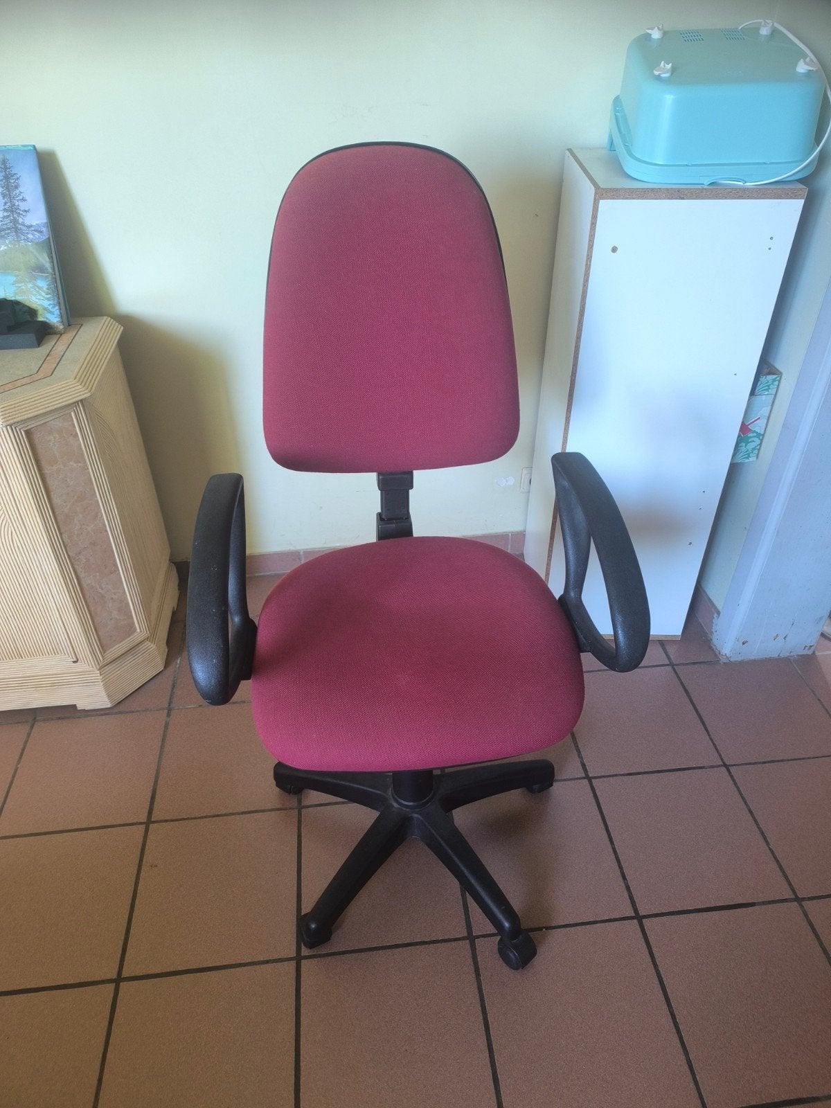 Chaise de bureau en tissu bordeaux, Maison & Meubles, Autres couleurs, Comme neuf, Enlèvement, Chaise de bureau