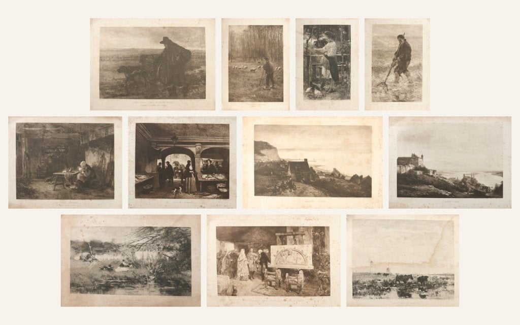 11 fotogravures Haagse School, wabi-sabi prenten 1907-1912, Antiquités & Art, 30 cm, Enlèvement, Vie quotidienne, Autres techniques