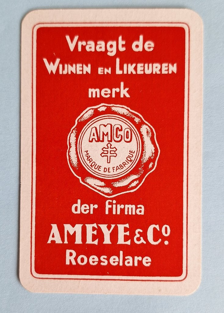 Speelkaart Likeuren & wijnen_Ameye__Roeselare_rood_311, Verzamelen, Ophalen of Verzenden, Gebruikt, Speelkaart(en)