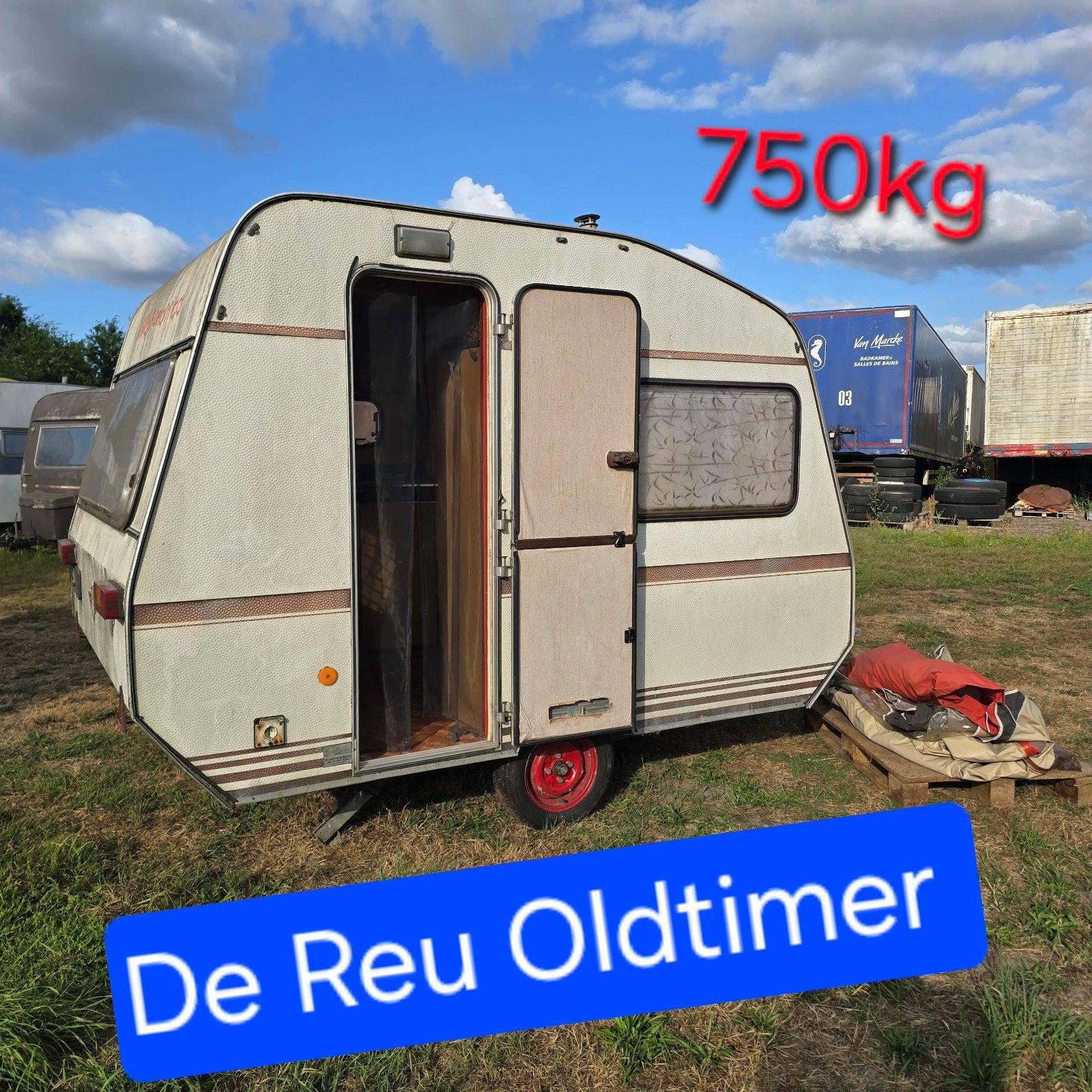 Caravane De Reu Oldtimer 750 kg, permis de conduire B, food, Caravanes & Camping, Enlèvement