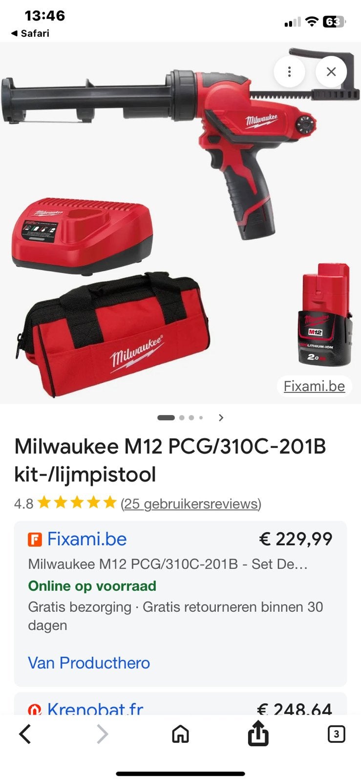 MILWAUKEE KIT PISTOOL BATTERIJ, Doe-het-zelf en Bouw, Ophalen, Zo goed als nieuw